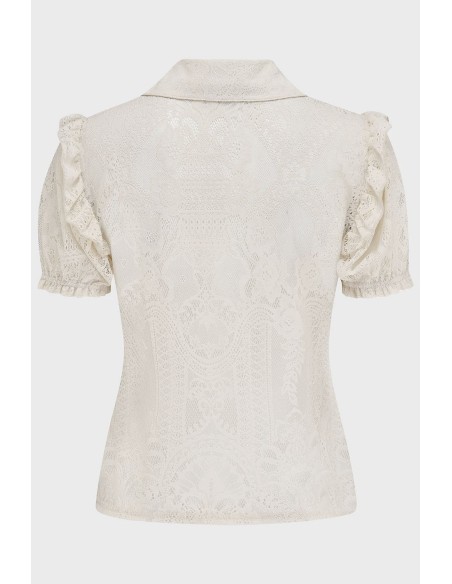 Blusa de Cuello de Pico Vexina en Marfil - Killstar