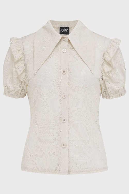 Vexina V-Neck Blouse in Ivory - Killstar