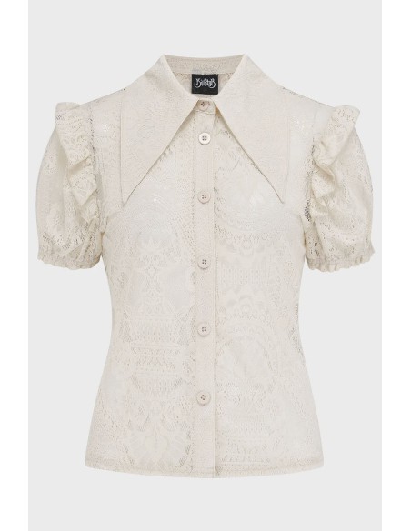 Blusa de Cuello de Pico Vexina en Marfil - Killstar