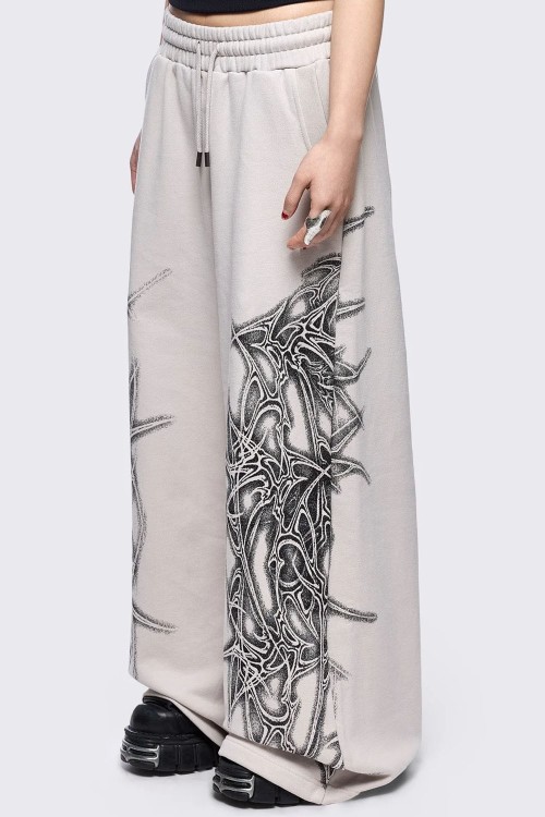 Zyre Baggy Pants in Beige - Minga London