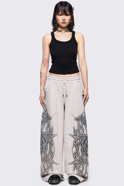 Zyre Baggy Pants in Beige - Minga London