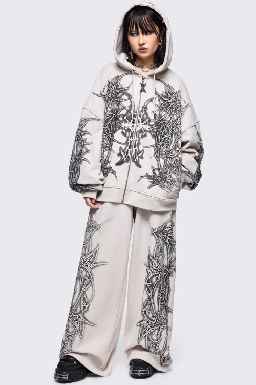 Zyre Baggy Pants in Beige - Minga London