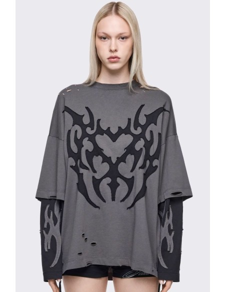 Luvx Oversized Double Sleeve T-Shirt in Grey - Minga London