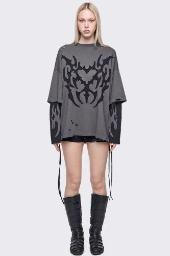 Luvx Oversized Double Sleeve T-Shirt in Grey - Minga London 2