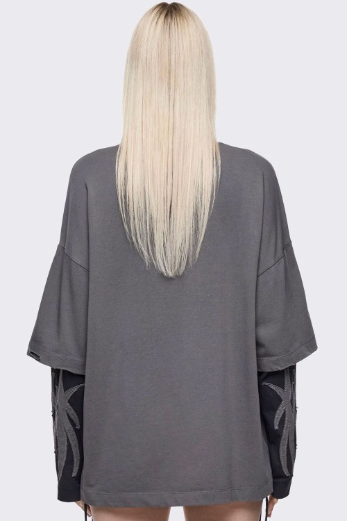 Luvx Oversized Double Sleeve T-Shirt in Grey - Minga London