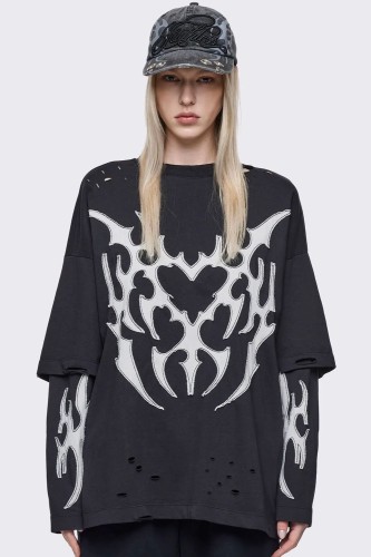 Camiseta Oversized de Doble Manga Luvx en Negro - Minga London