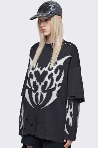 Camiseta Oversized de Doble Manga Luvx en Negro - Minga London 2