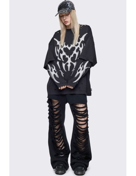 Luvx Oversized Double Sleeve T-Shirt in Black - Minga London