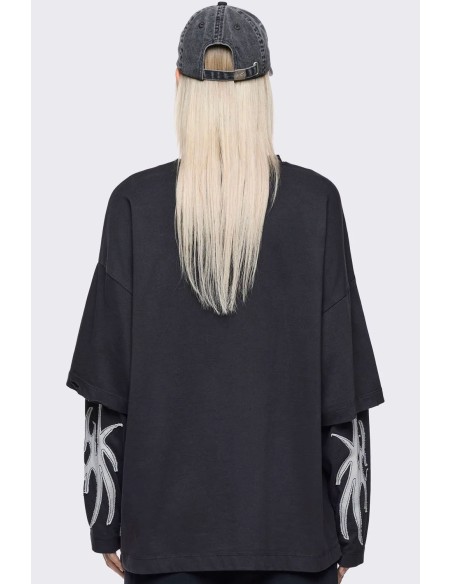 Camiseta Oversized de Doble Manga Luvx en Negro - Minga London
