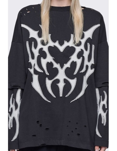 Camiseta Oversized de Doble Manga Luvx en Negro - Minga London