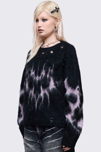 Bad Heart Knit Sweater in Black x Pink - Minga London 2