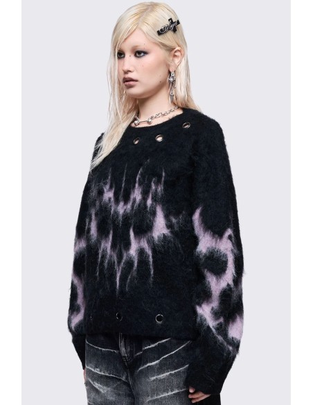 Bad Heart Knit Sweater in Black x Pink - Minga London