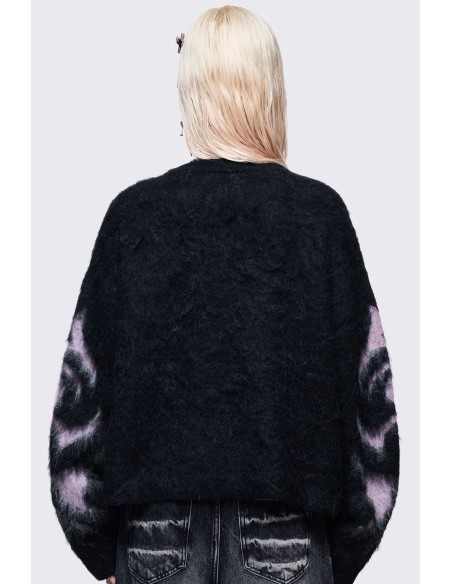 Bad Heart Knit Sweater in Black x Pink - Minga London