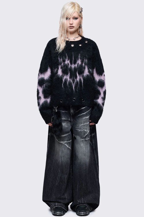 Jersey de Punto Bad Heart en Negro x Rosa  - Minga London