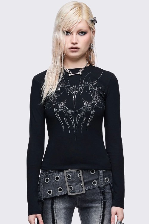 Burning Heart Long Sleeve Top - Minga London