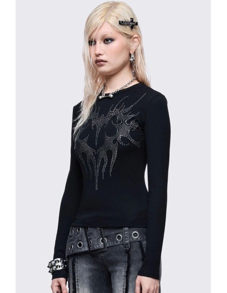 Burning Heart Long Sleeve Top - Minga London