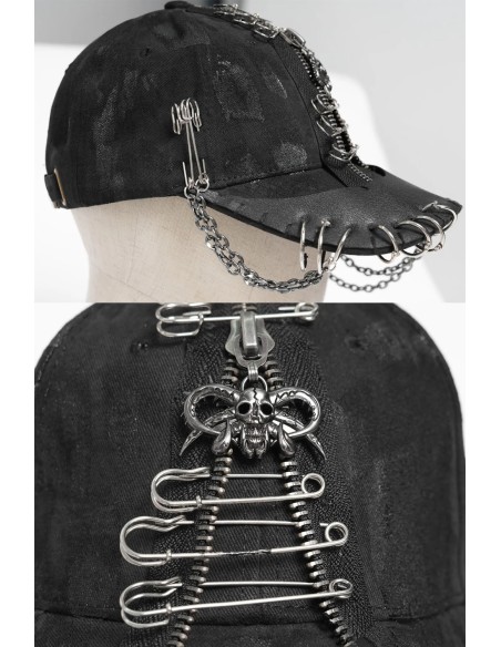 Punk Safety Pin Cap - Devil Fashion