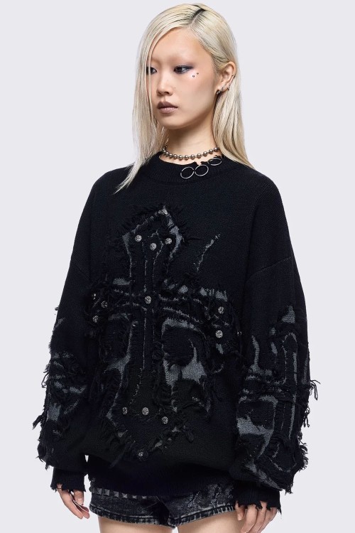 Cross of Ruins Knit Sweater - Minga London