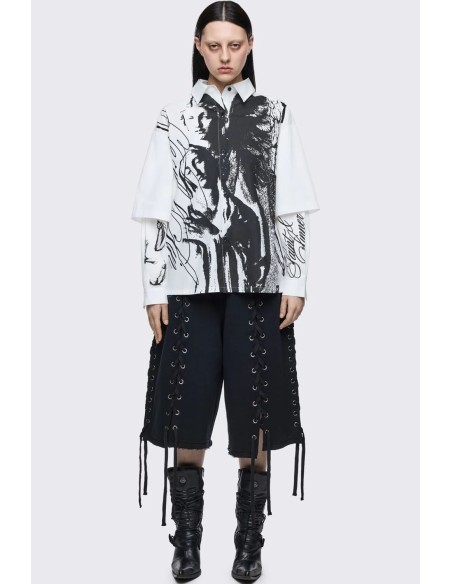 Faith & Sin Double Sleeve Shirt in White - Minga London