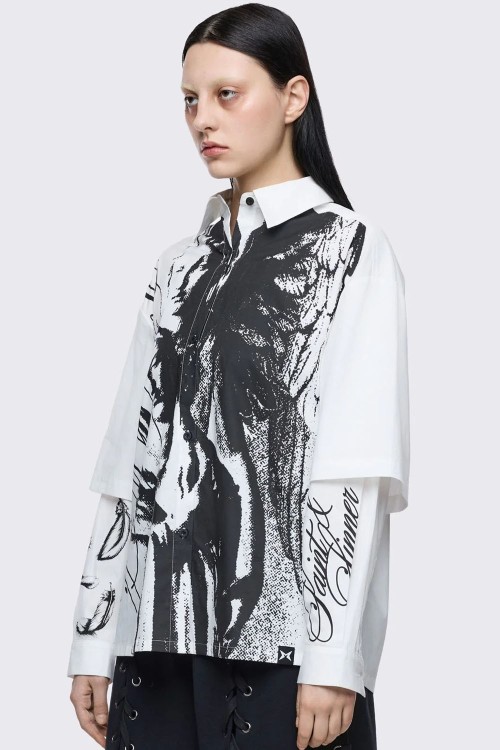 Camisa de Doble Manga Faith & Sin en Blanco - Minga London