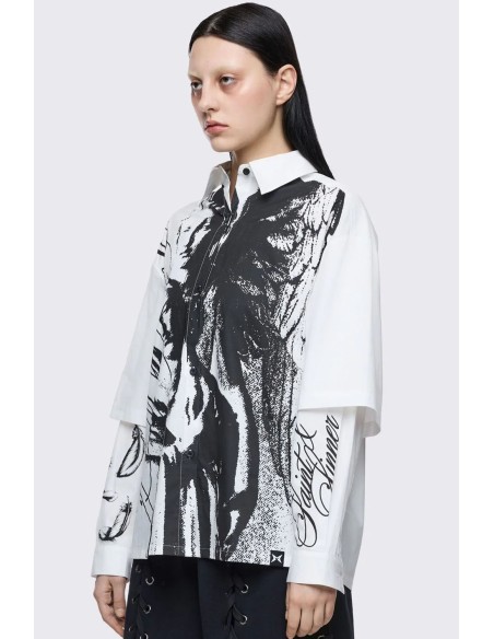 Camisa de Doble Manga Faith & Sin en Blanco - Minga London
