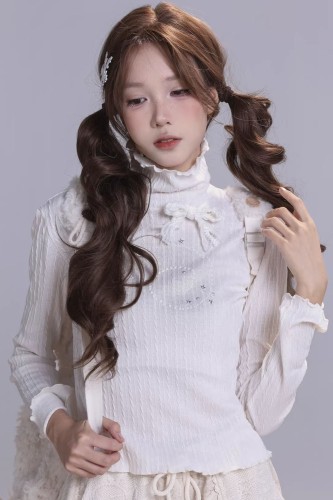 Magic Wing High Neck Top in White - Rose Island