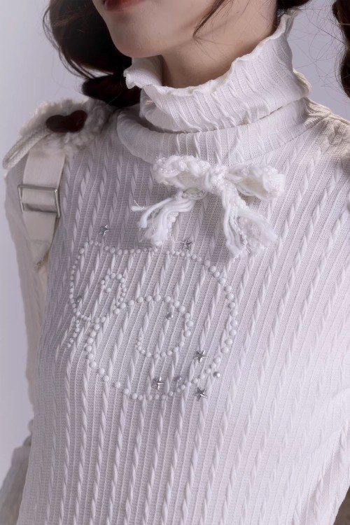 Magic Wing High Neck Top in White - Rose Island