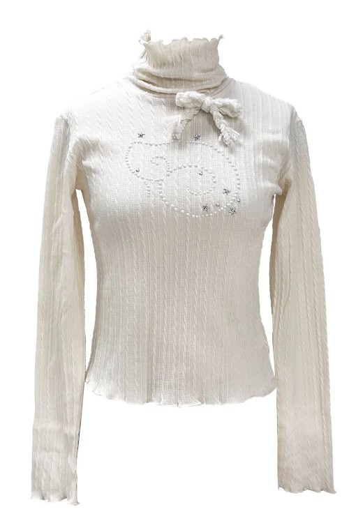 Magic Wing High Neck Top in White - Rose Island