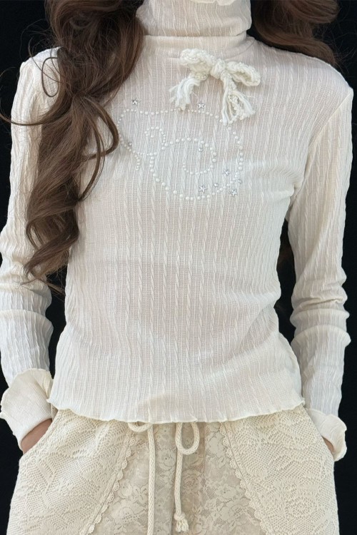 Magic Wing High Neck Top in White - Rose Island