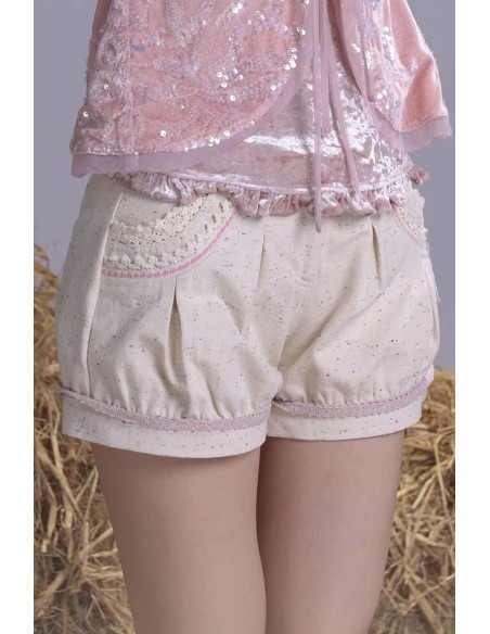 Fairycore Shorts in Beige x Pink - Rose Island