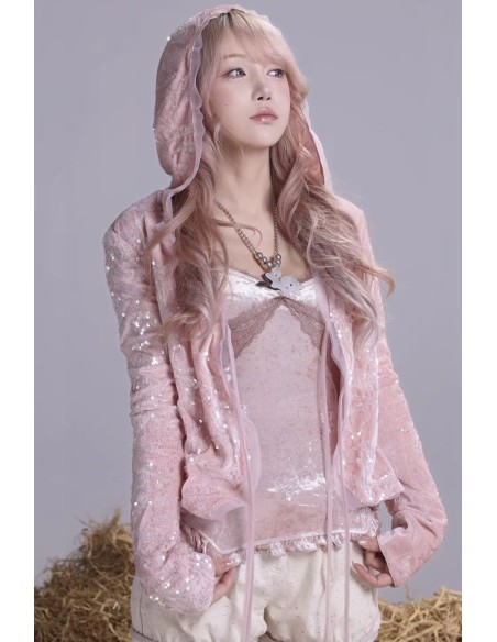 Cassie's Dream Sequin Cardigan in Pink - Rose Island