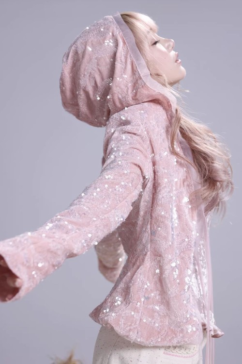 Cassie's Dream Sequin Cardigan in Pink - Rose Island
