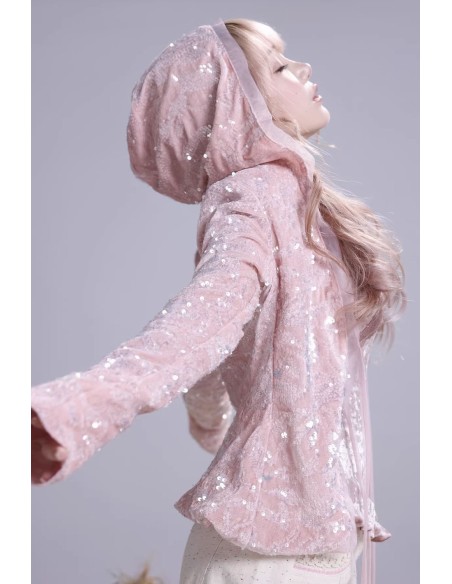 Cassie's Dream Sequin Cardigan in Pink - Rose Island