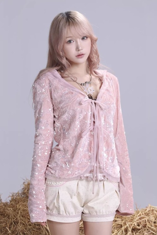 Cassie's Dream Sequin Cardigan in Pink - Rose Island