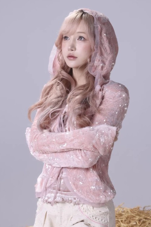 Cassie's Dream Sequin Cardigan in Pink - Rose Island