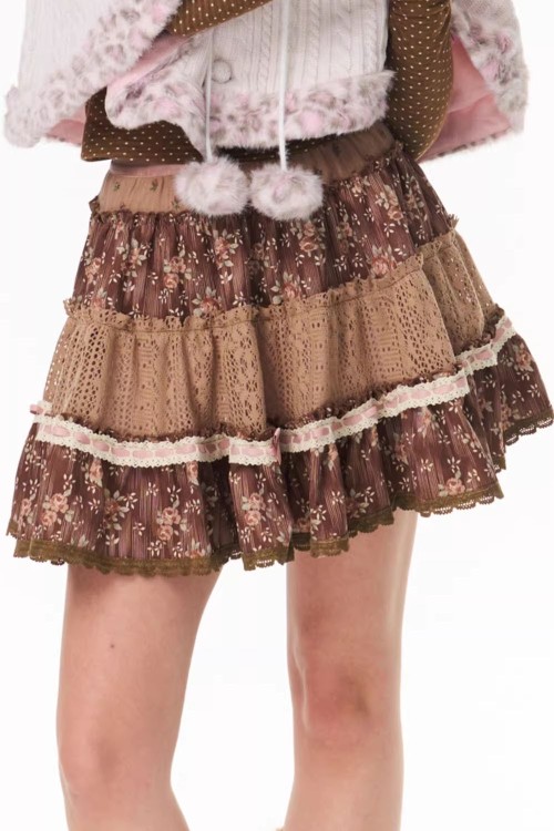 Withered Roses Corduroy Skirt - Rose Island