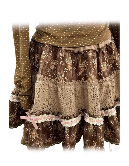 Withered Roses Corduroy Skirt - Rose Island