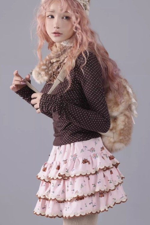 Pink Deer Cake Skirt with Shorts - Rose Island