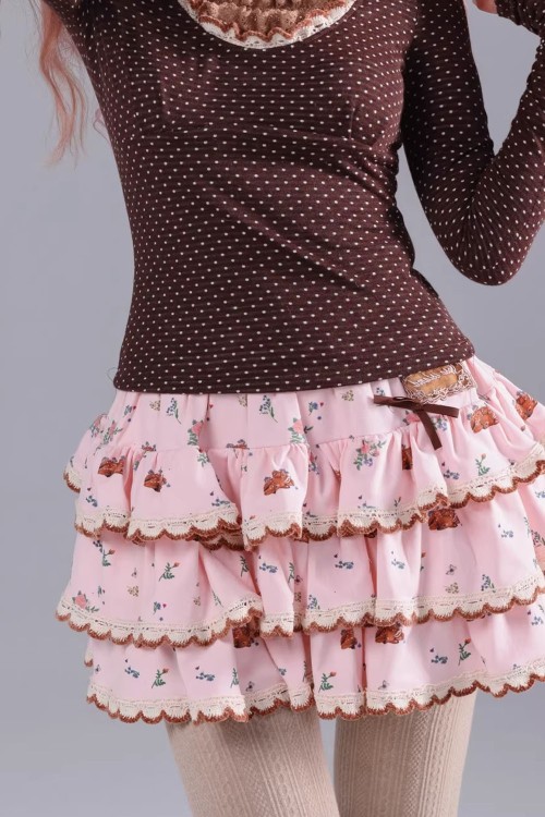 Pink Deer Cake Skirt with Shorts - Rose Island