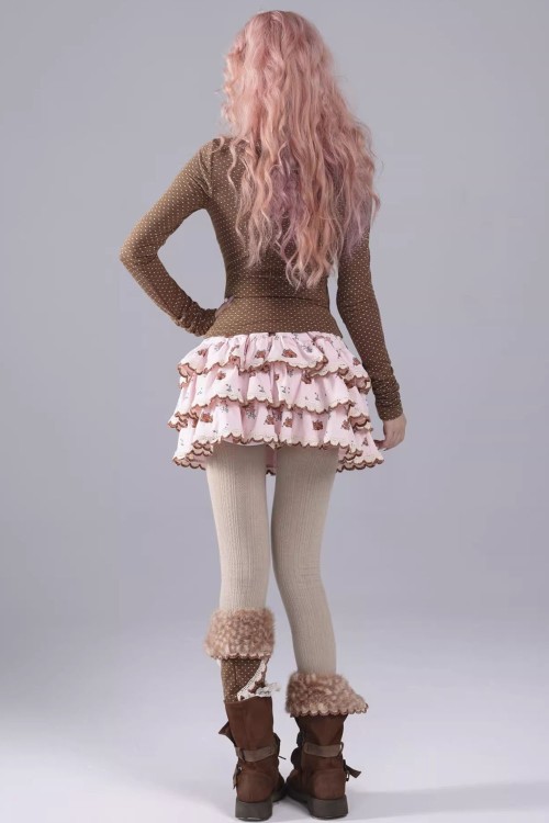 Pink Deer Cake Skirt with Shorts - Rose Island