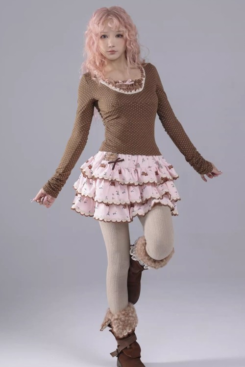 Top de Manga Larga de Polka Dot Milk Chocolate - Rose Island