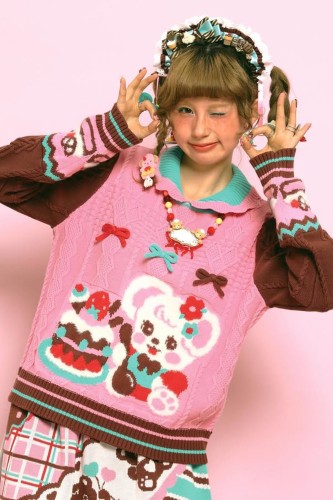 Choco Mint Strawberry Poncho Knit Sweater ~ Lutra Jump 2