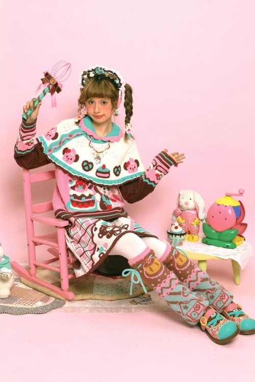 Suéter de Punto con Poncho Choco Mint Strawberry ~ Lutra Jump