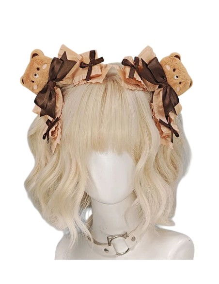 Set of 2 Teddy Bear Plush Hairclips in Brown