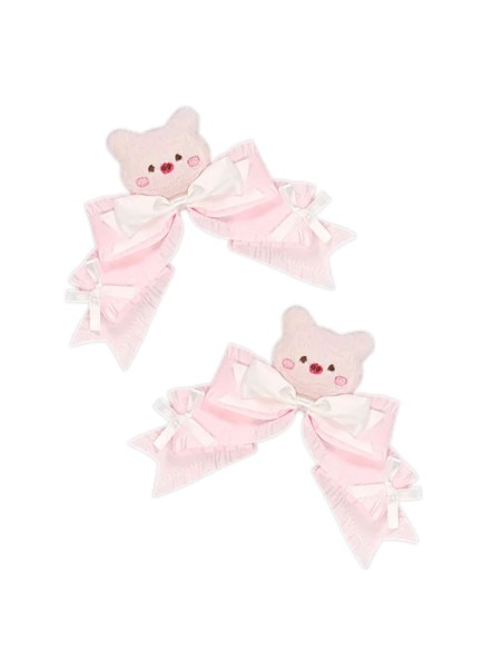 Set of 2 Pink Plush Piggy Headband Clips in Pink