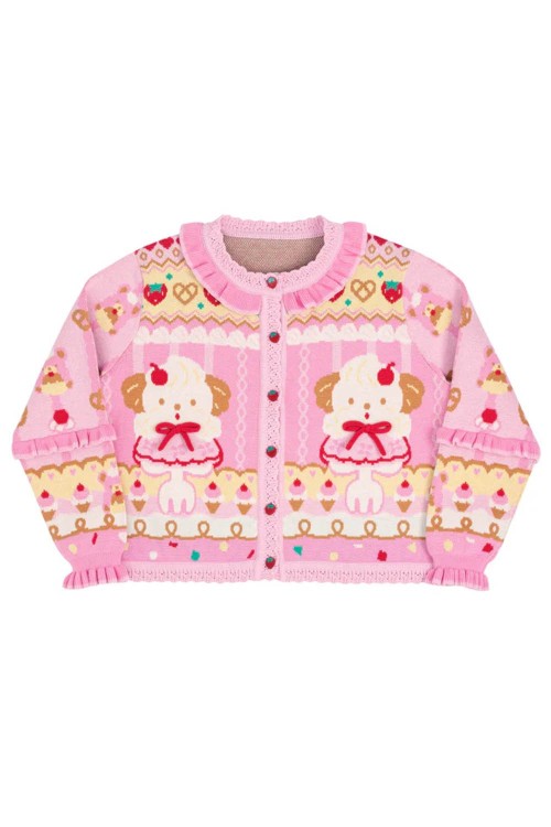 Puppy Ice Cream Knitted Cardigan ~ Lutra Jump