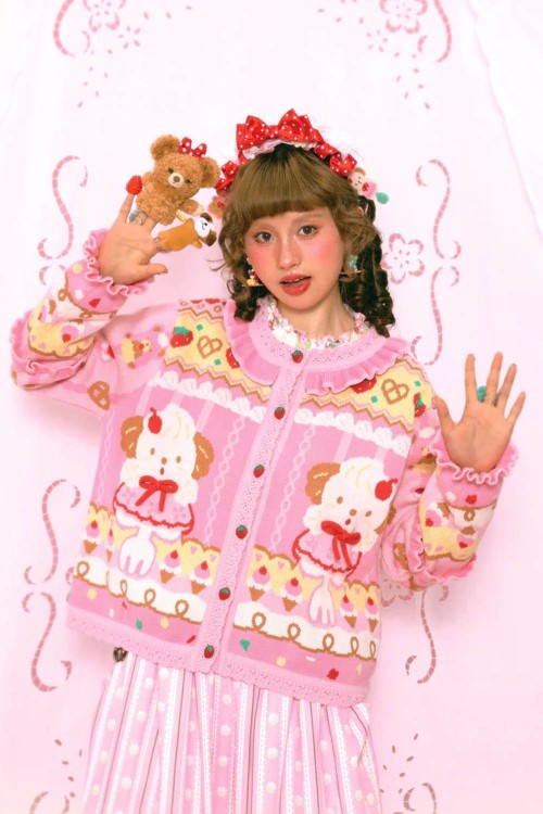 Puppy Ice Cream Knitted Cardigan ~ Lutra Jump