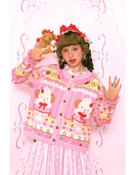 Puppy Ice Cream Knitted Cardigan ~ Lutra Jump