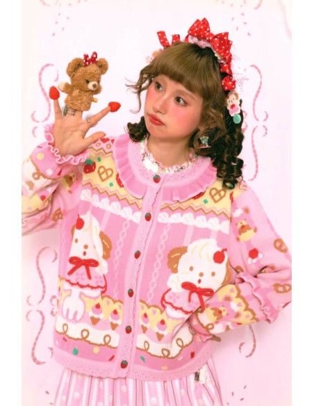 Puppy Ice Cream Knitted Cardigan ~ Lutra Jump