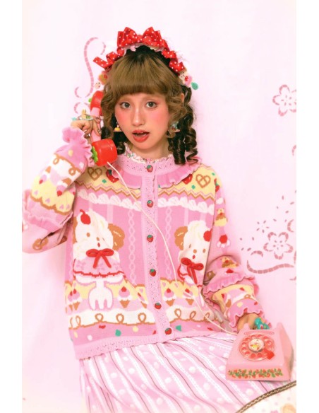 Puppy Ice Cream Knitted Cardigan ~ Lutra Jump